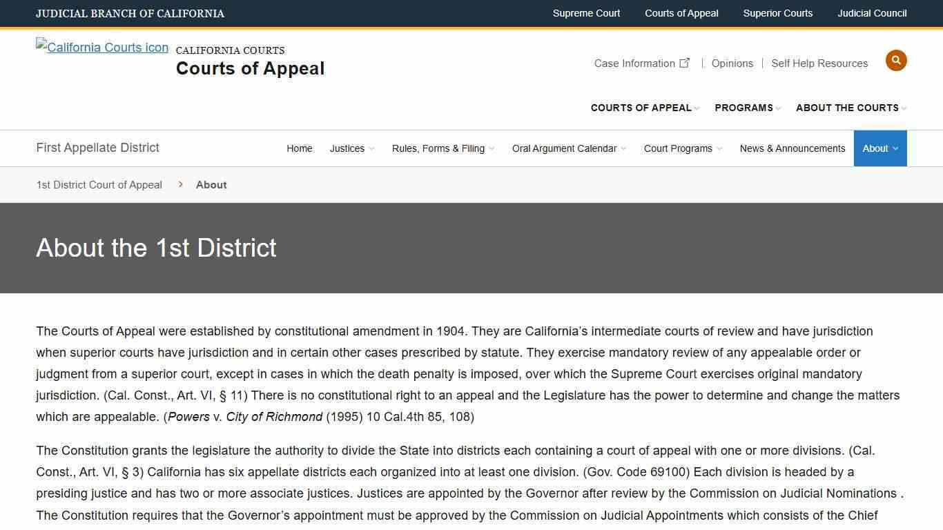 About | First Appellate District | District Courts of Appeal