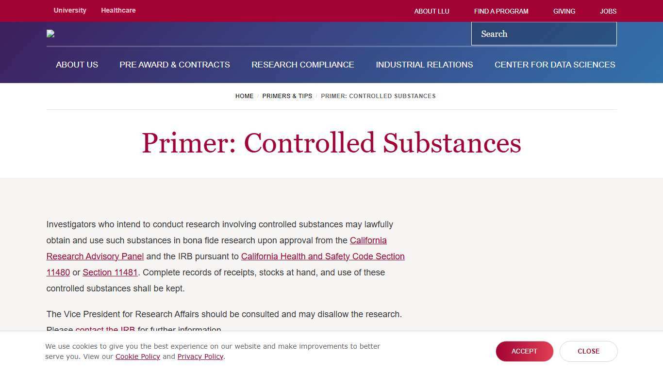 Primer: Controlled Substances | Research Affairs